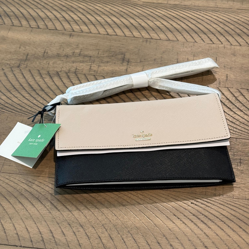 NWT Kate Spade Cameron Street Brennan Crossbody Clutch Tusk/Black - Picture 7 of 11
